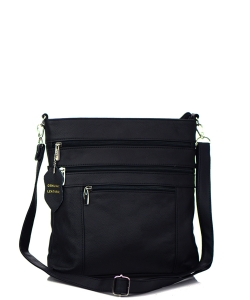 Leather Crossbody Bag RM603 BLACK